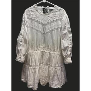Love Shack Fancy White Long Sleeve Dress with Lace & Embroidery Details Size 1X